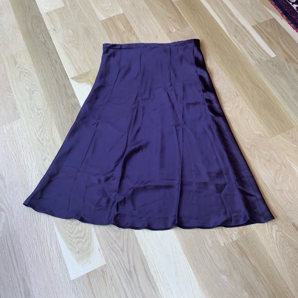 Rachel Soe Silky Satin Midi Skirt. XL. Dark purple